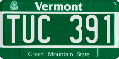 VT license plate TUC391