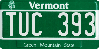 VT license plate TUC393