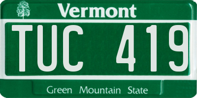 VT license plate TUC419