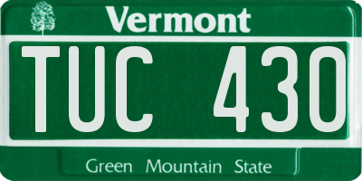VT license plate TUC430