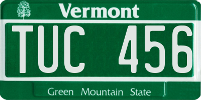 VT license plate TUC456