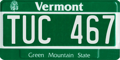 VT license plate TUC467