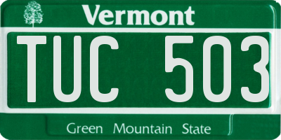 VT license plate TUC503