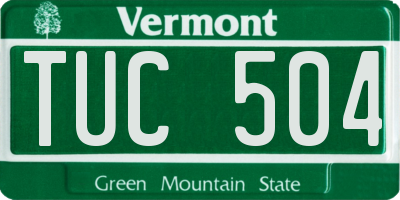 VT license plate TUC504