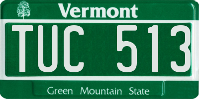 VT license plate TUC513