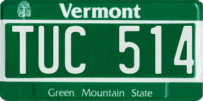 VT license plate TUC514