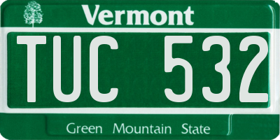 VT license plate TUC532