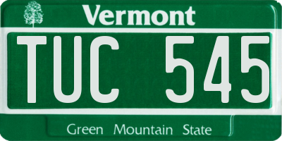 VT license plate TUC545