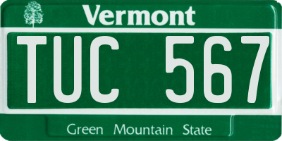 VT license plate TUC567