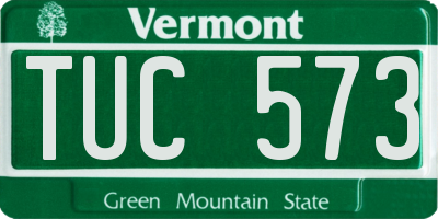 VT license plate TUC573