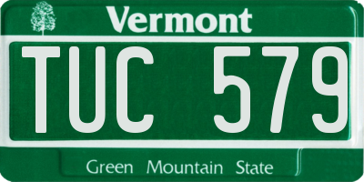 VT license plate TUC579