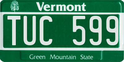 VT license plate TUC599