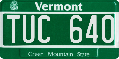 VT license plate TUC640