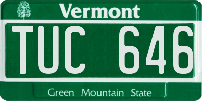 VT license plate TUC646