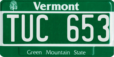VT license plate TUC653