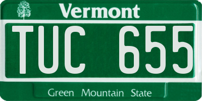 VT license plate TUC655