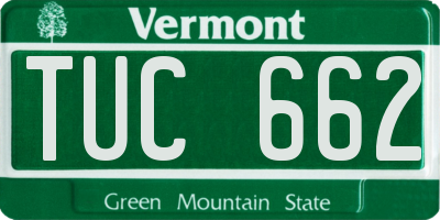 VT license plate TUC662