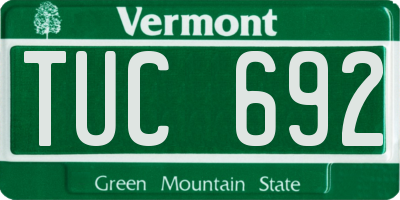 VT license plate TUC692