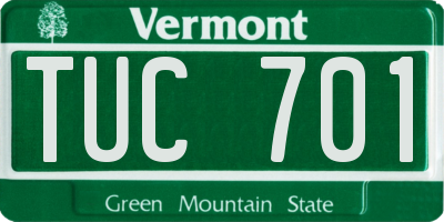 VT license plate TUC701