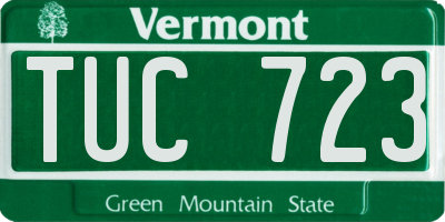 VT license plate TUC723