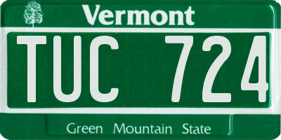 VT license plate TUC724
