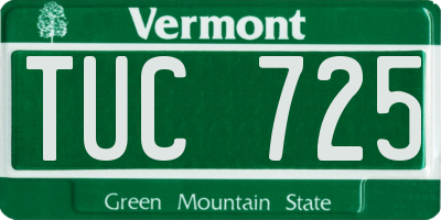 VT license plate TUC725
