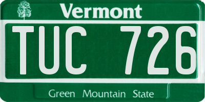 VT license plate TUC726