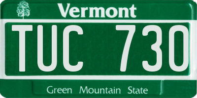 VT license plate TUC730