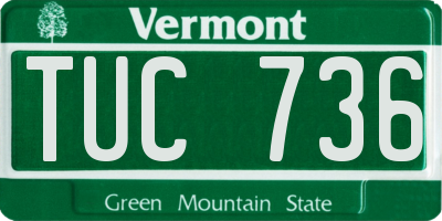 VT license plate TUC736