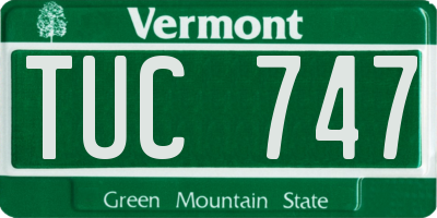 VT license plate TUC747