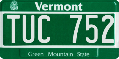 VT license plate TUC752