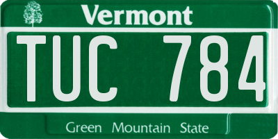 VT license plate TUC784