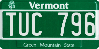 VT license plate TUC796