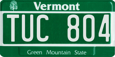 VT license plate TUC804