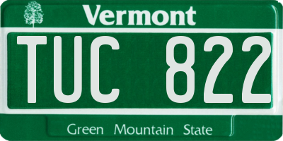 VT license plate TUC822