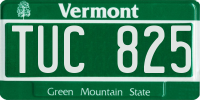 VT license plate TUC825