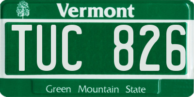 VT license plate TUC826