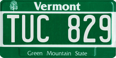 VT license plate TUC829