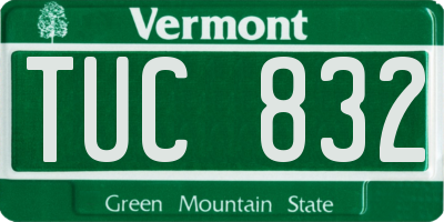 VT license plate TUC832
