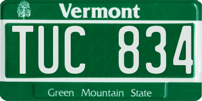 VT license plate TUC834