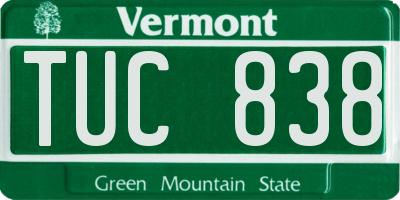 VT license plate TUC838