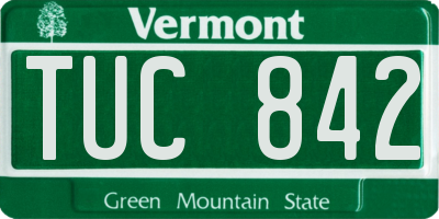 VT license plate TUC842