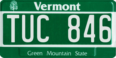 VT license plate TUC846