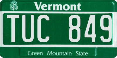 VT license plate TUC849