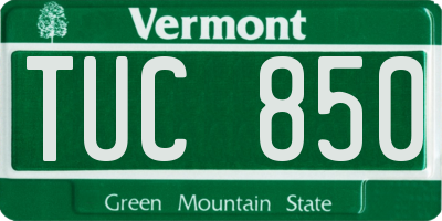 VT license plate TUC850