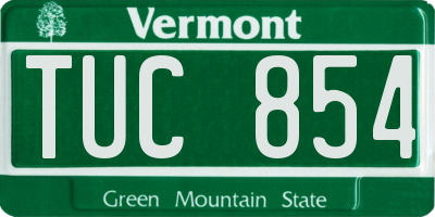 VT license plate TUC854