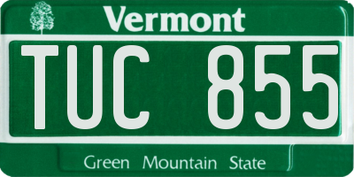 VT license plate TUC855