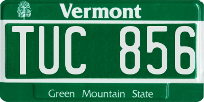 VT license plate TUC856