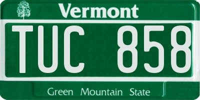 VT license plate TUC858