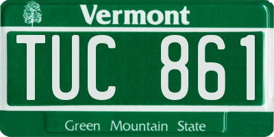 VT license plate TUC861